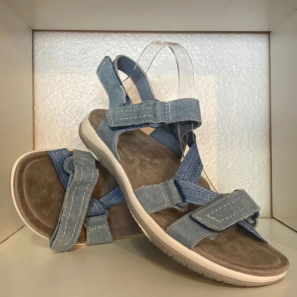Earth Origins Blue Adjustable Strap Comfort Sport Sandals Walking Travel Casual